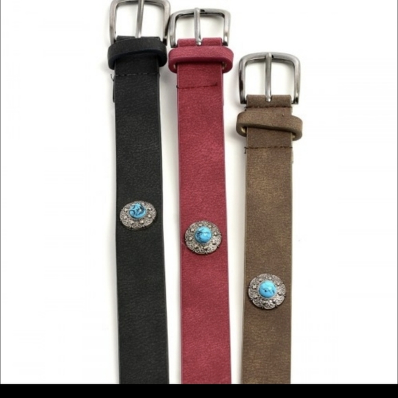 Boho Western Faux Leather Belt - Picture 1 of 9